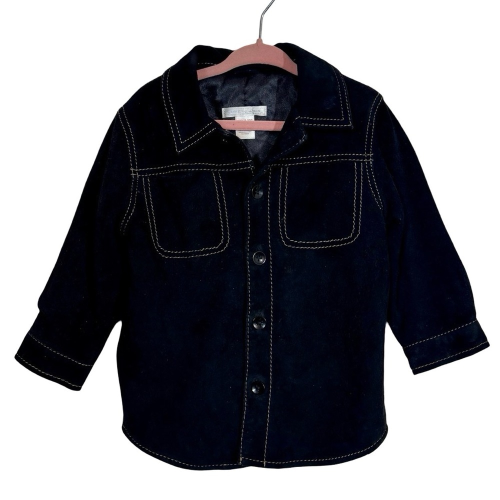 Janie and Jack Genuine Leather Suede Western Shirt Jacket Shacket Black